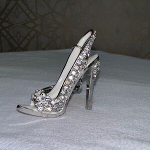 Silver Rhinestone High Heel Keychain